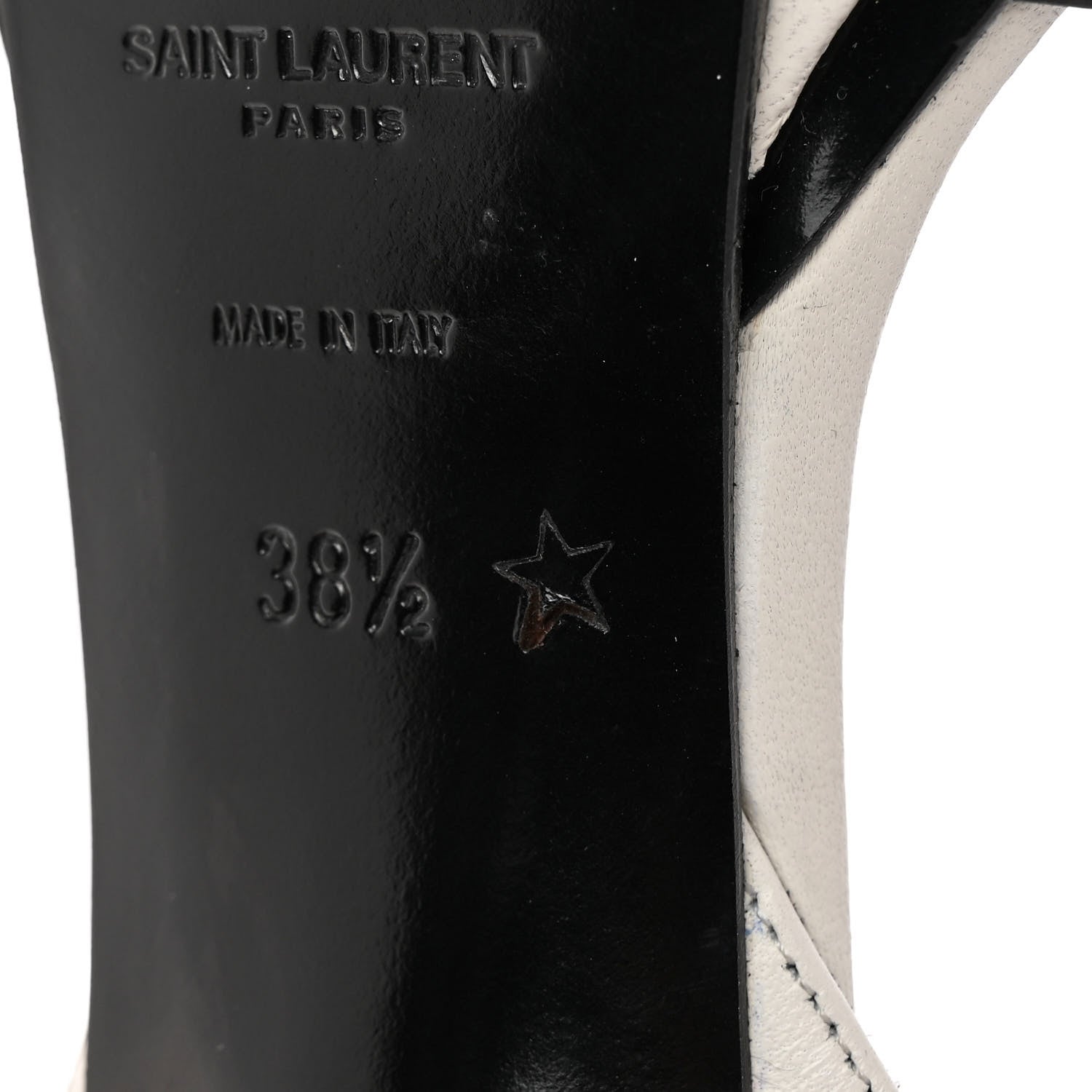Saint Laurent Calfskin Tribute 105 Open Toe Platform Sandals 38.5 White Black 10 of 16