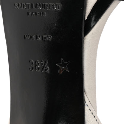 Saint Laurent Calfskin Tribute 105 Open Toe Platform Sandals 38.5 White Black 10 of 16