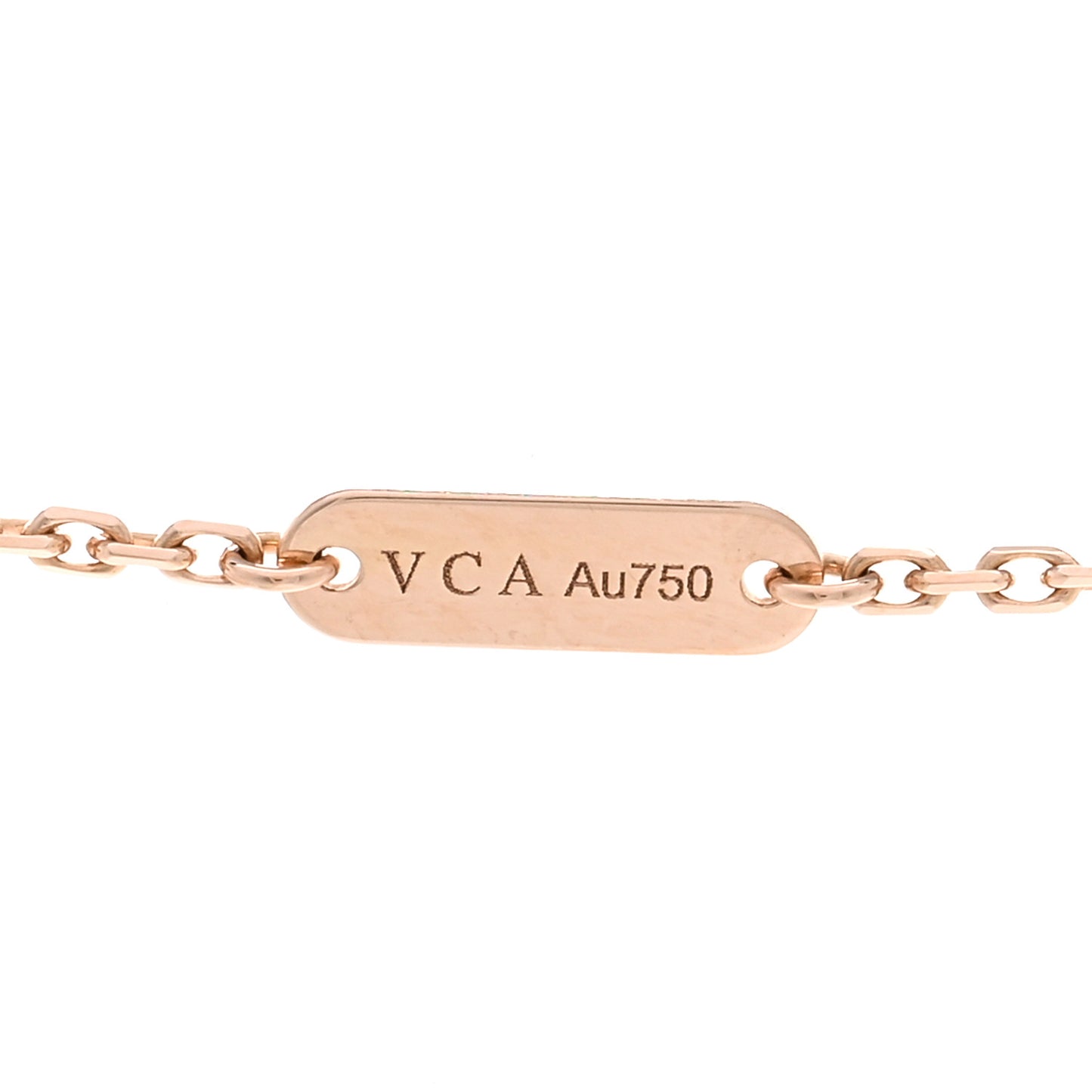 18K Rose Gold Diamond Pink Porcelain Vintage Alhambra Pendant Necklace