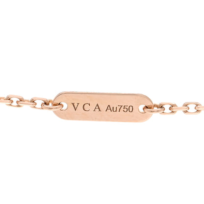 Van Cleef & Arpels 18K Rose Gold Diamond Pink Porcelain Vintage Alhambra Pendant Necklace 4 of 6