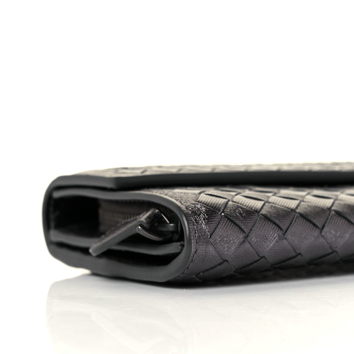 Bottega Veneta Metallic Grosgrain Intrecciato Continental Flap Wallet Argento Ossidato 8 of 9