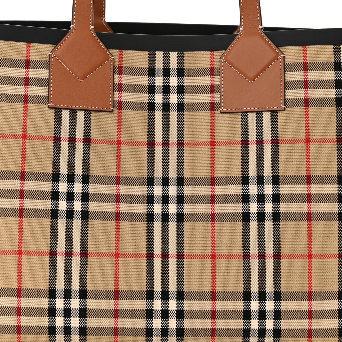 Cotton Vintage Check Medium London Tote Bag Briar Brown Black