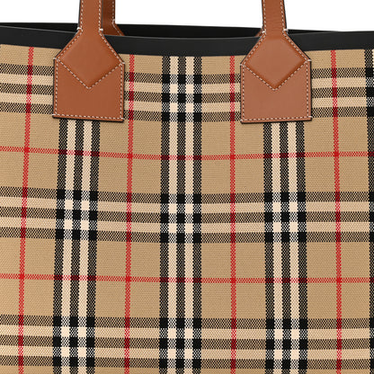 Burberry Cotton Vintage Check Medium London Tote Bag Briar Brown Black 8 of 10