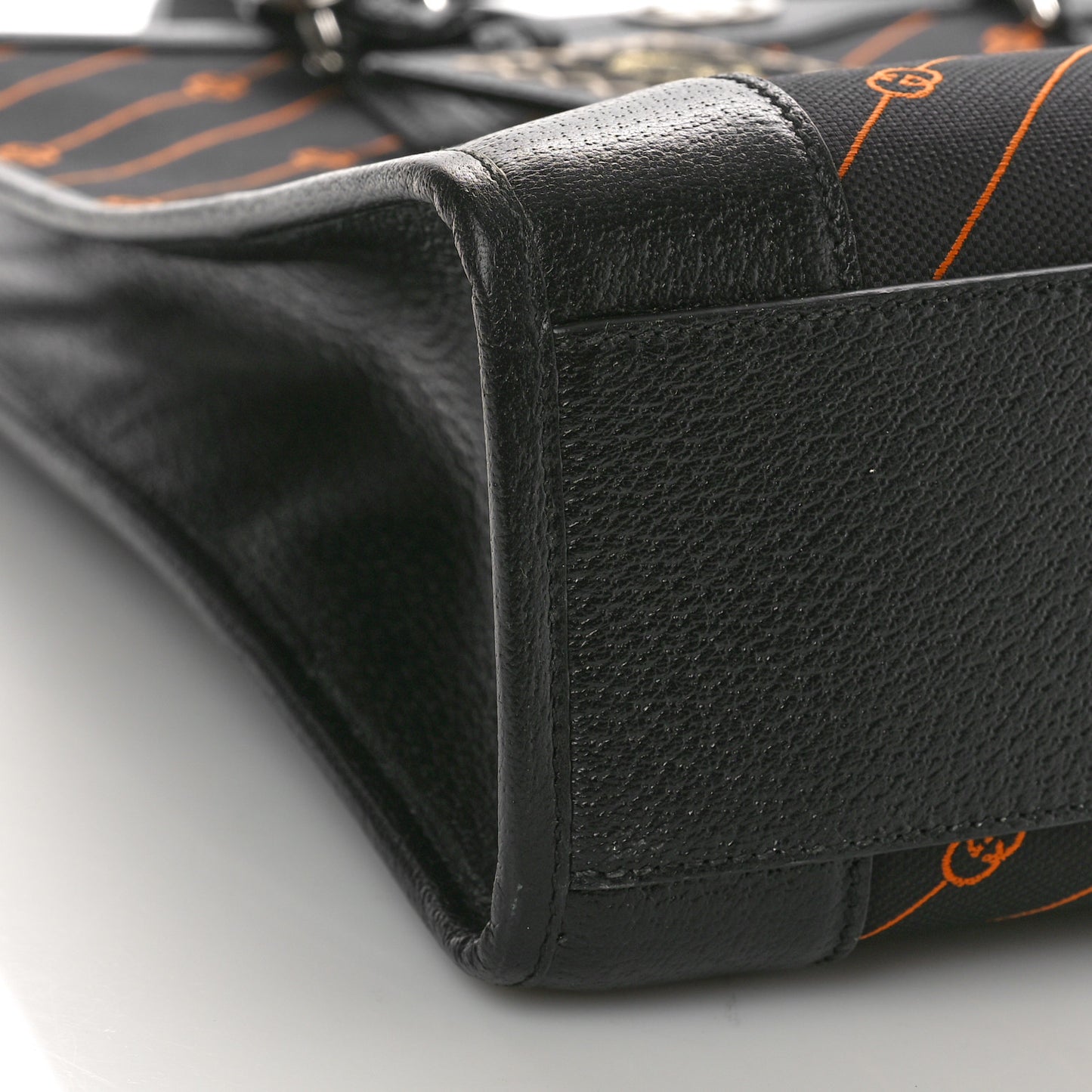 Jacquard Canvas Medium Interlocking G Tote Bag Black Orange