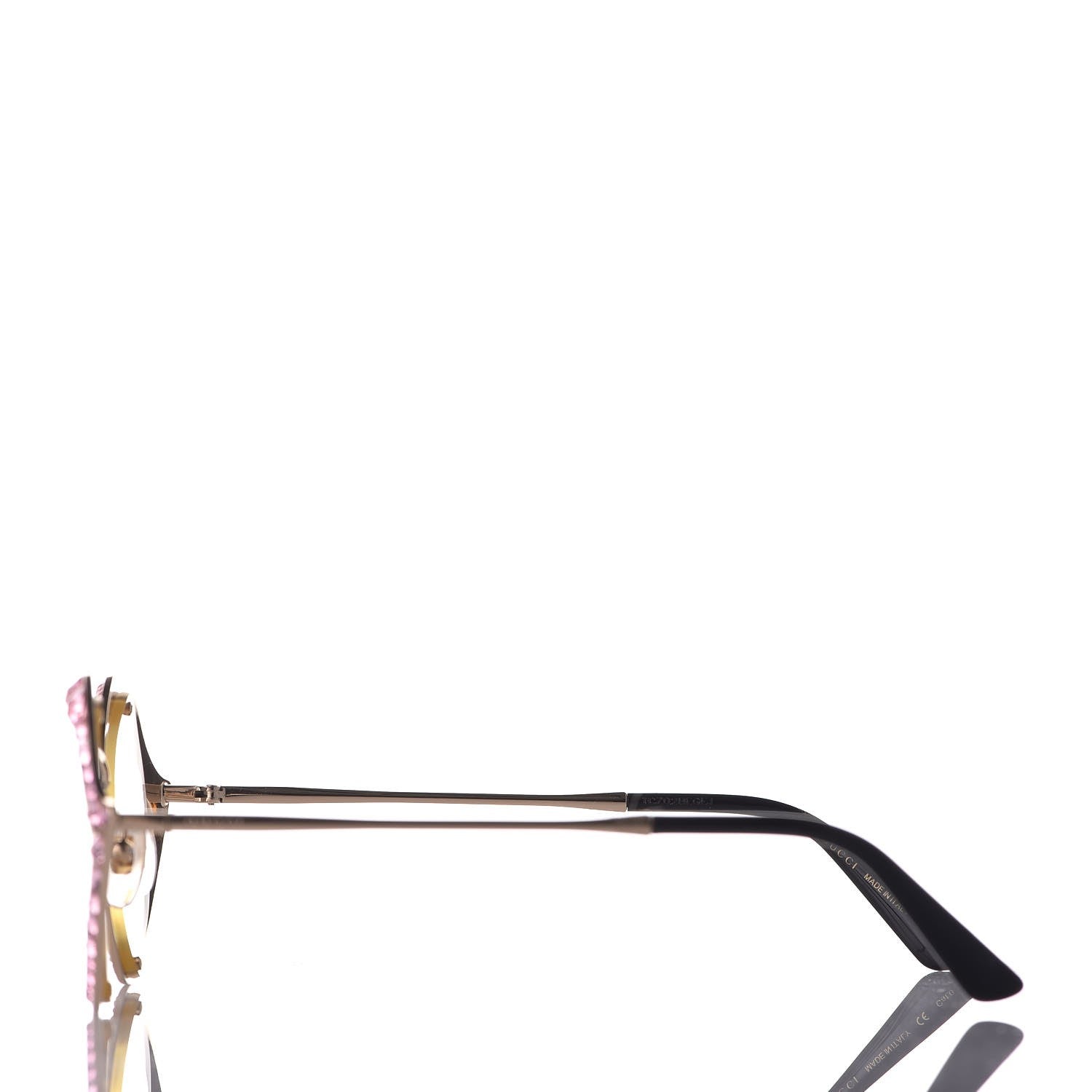 Gucci Metal Crystal Cat Eye Sunglasses GG0046S Light Pink 3 of 7