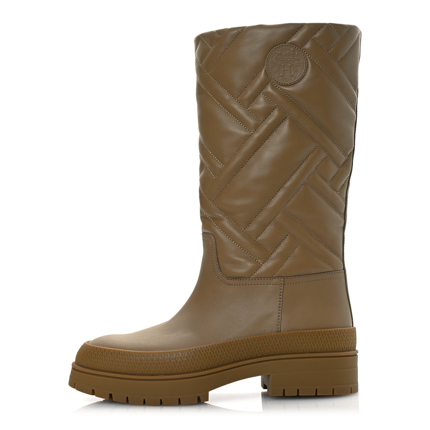 Hermes Lambskin Quilted Mosaique Fuji Boots 36 Beige Gobi 1 of 13