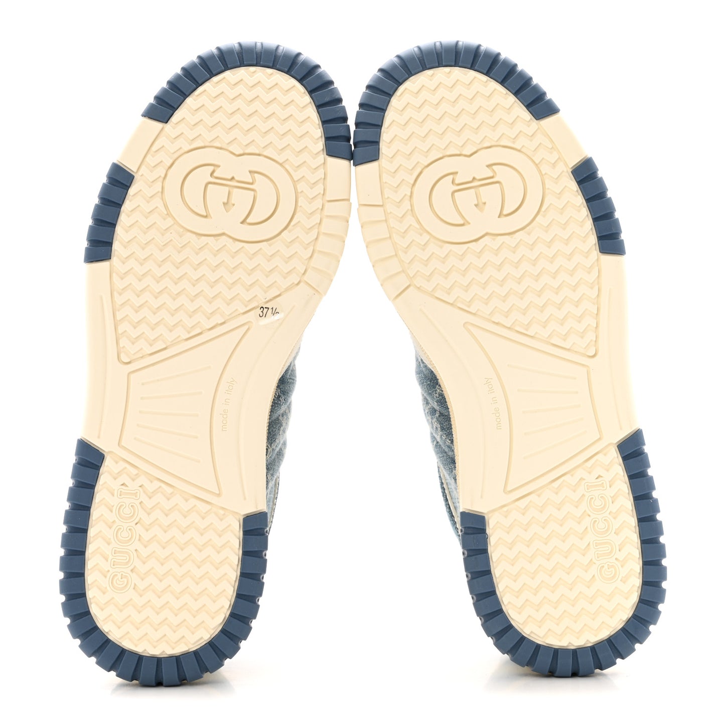 New Denim Delave GG Monogram Womens Re-Web Sneakers 37.5 Light Blue Royale