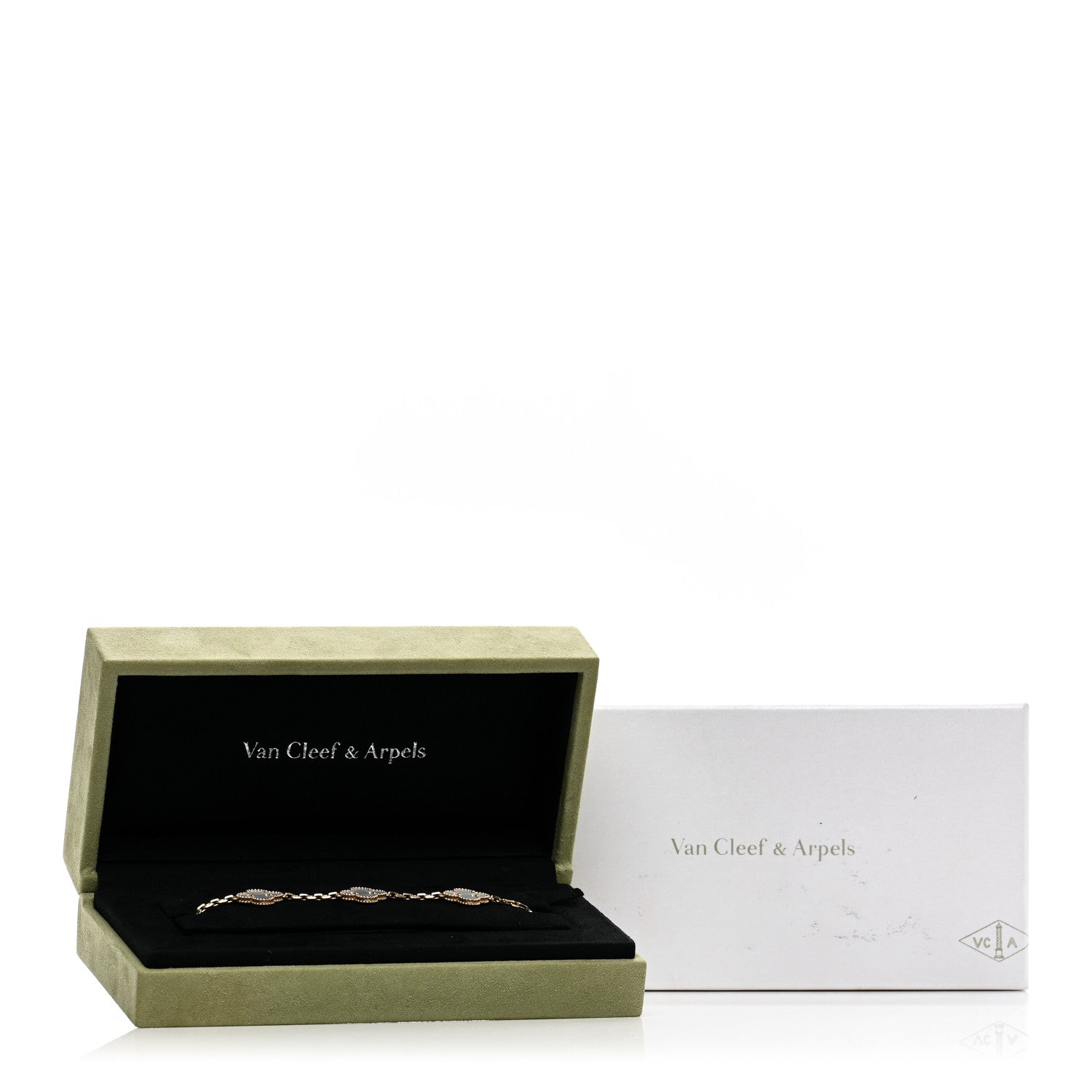 Van Cleef & Arpels 18K Yellow Gold Mother of Pearl 5 Motifs Vintage Alhambra Bracelet 4 of 4