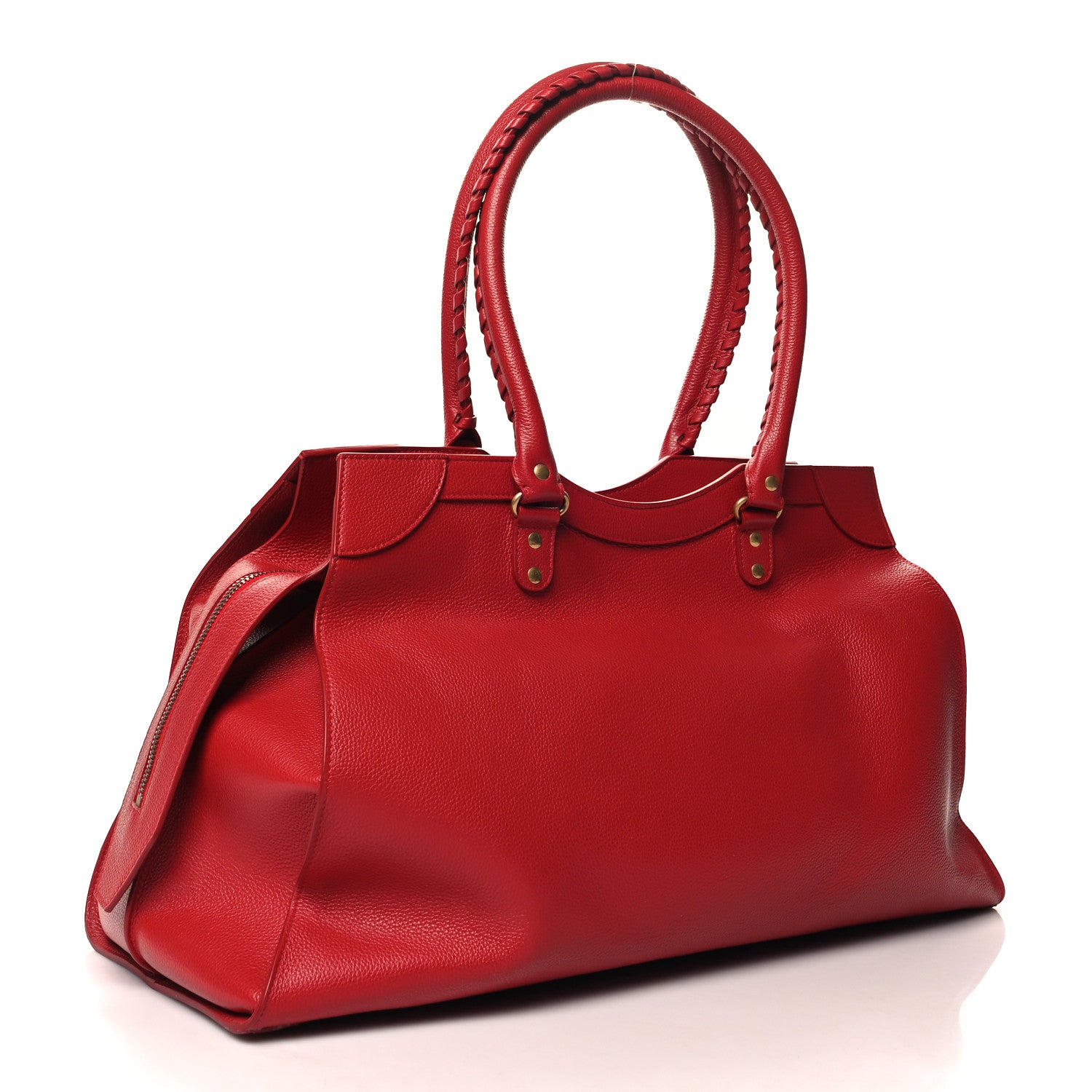 Balenciaga Grained Calfskin Neo Classic Gold Hardware Large Top Handle Bag Medium Red 3 of 12
