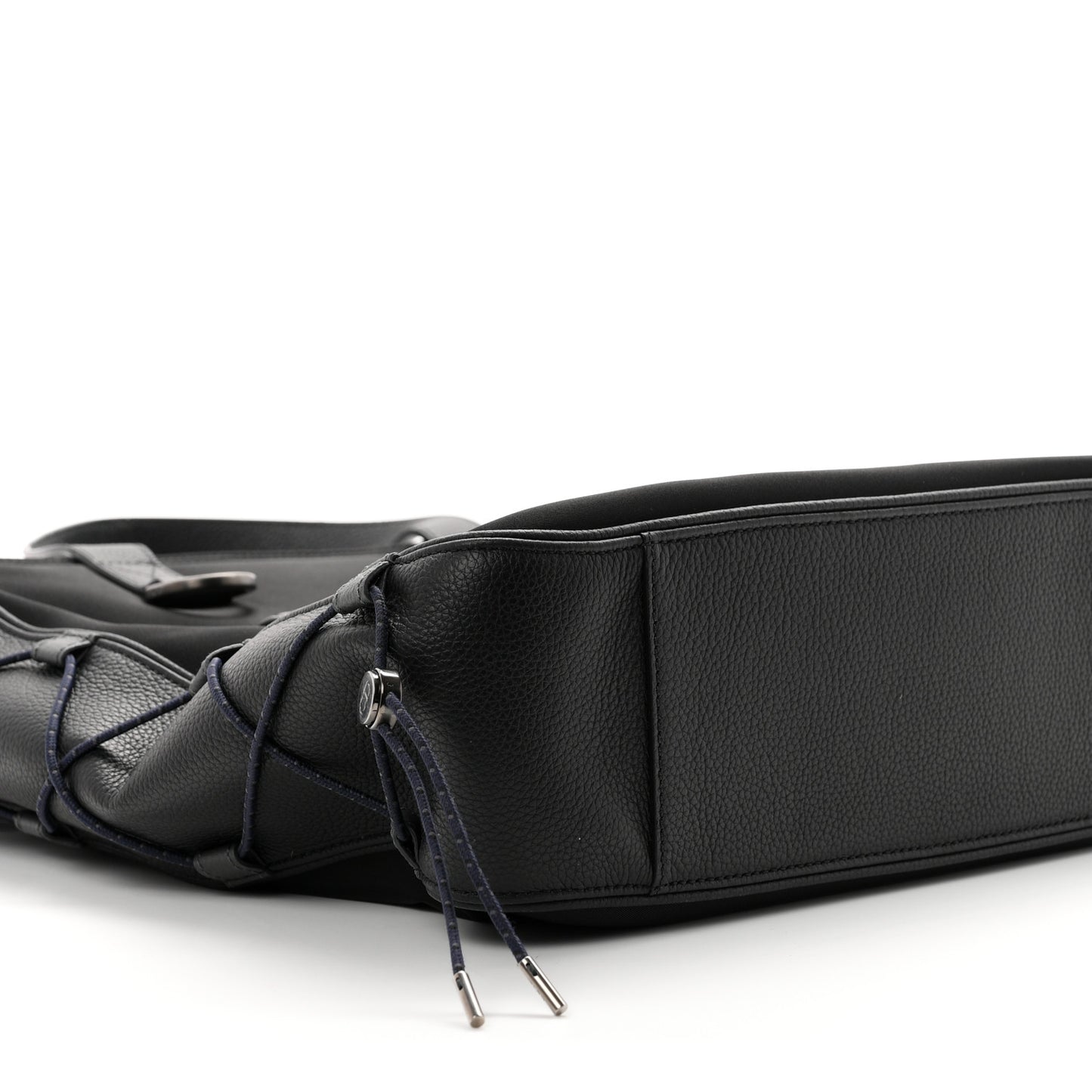 X SACAI Nylon Grained Calfskin Saddle Tote Black