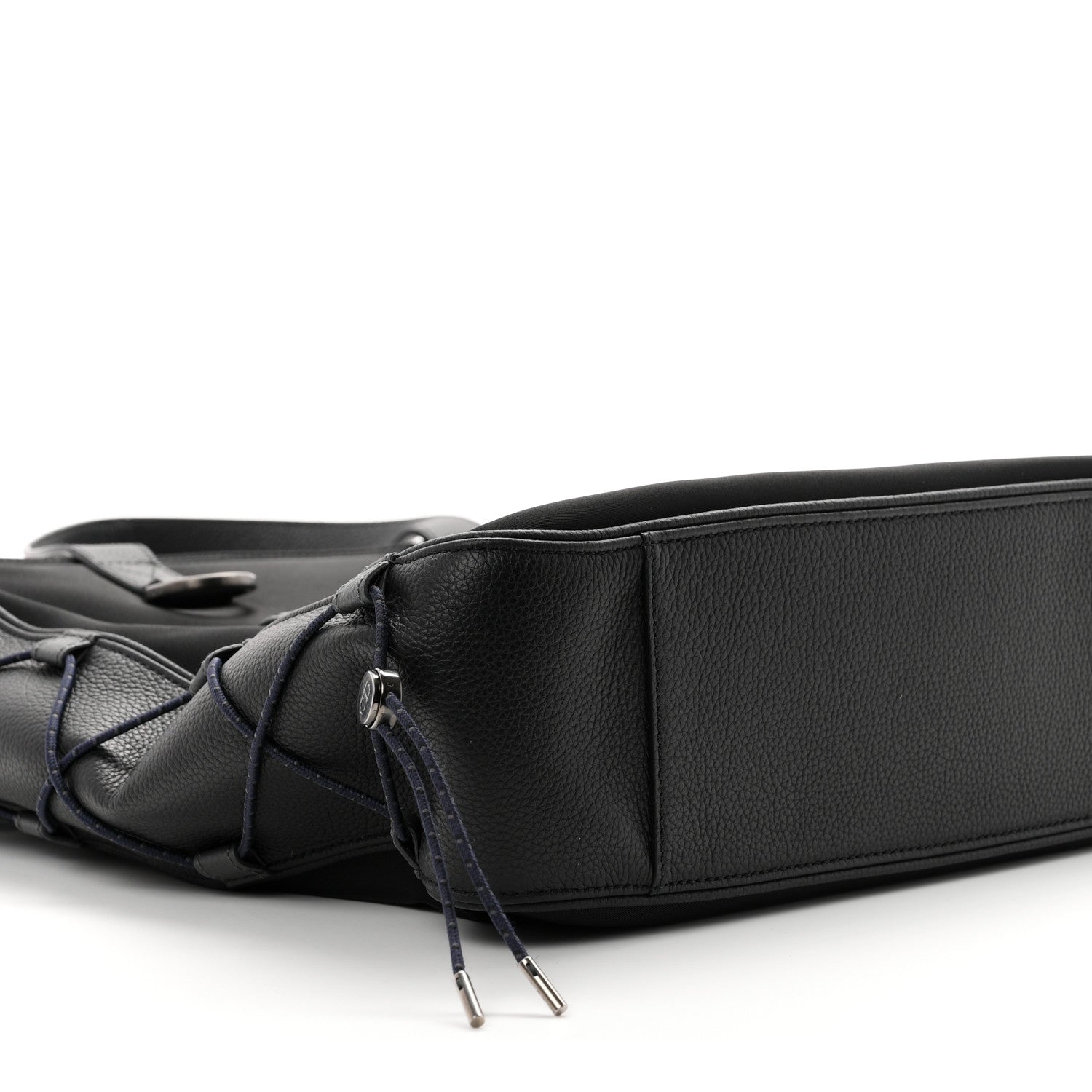 Christian Dior X SACAI Nylon Grained Calfskin Saddle Tote Black 9 of 10