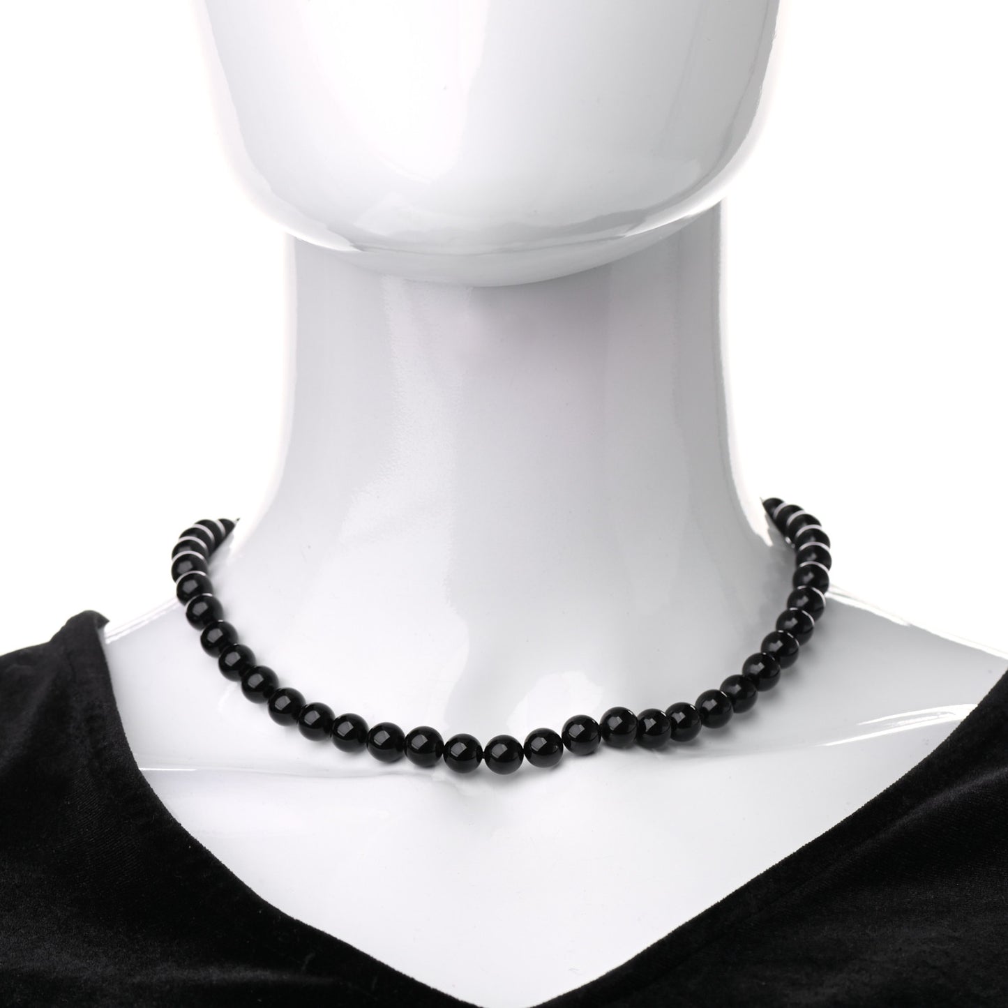Sterling Silver Black Onyx Bead Toggle Necklace