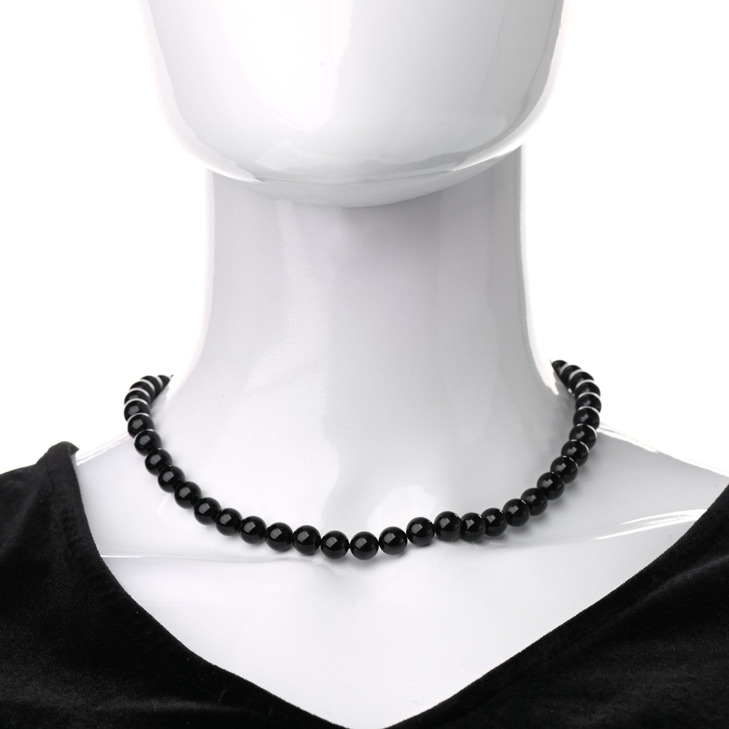 Tiffany Sterling Silver Black Onyx Bead Toggle Necklace 2 of 6
