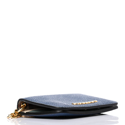 Burberry Soft Grain Calfskin Haymarket Check Camberwell Card Case Blue 3 of 4