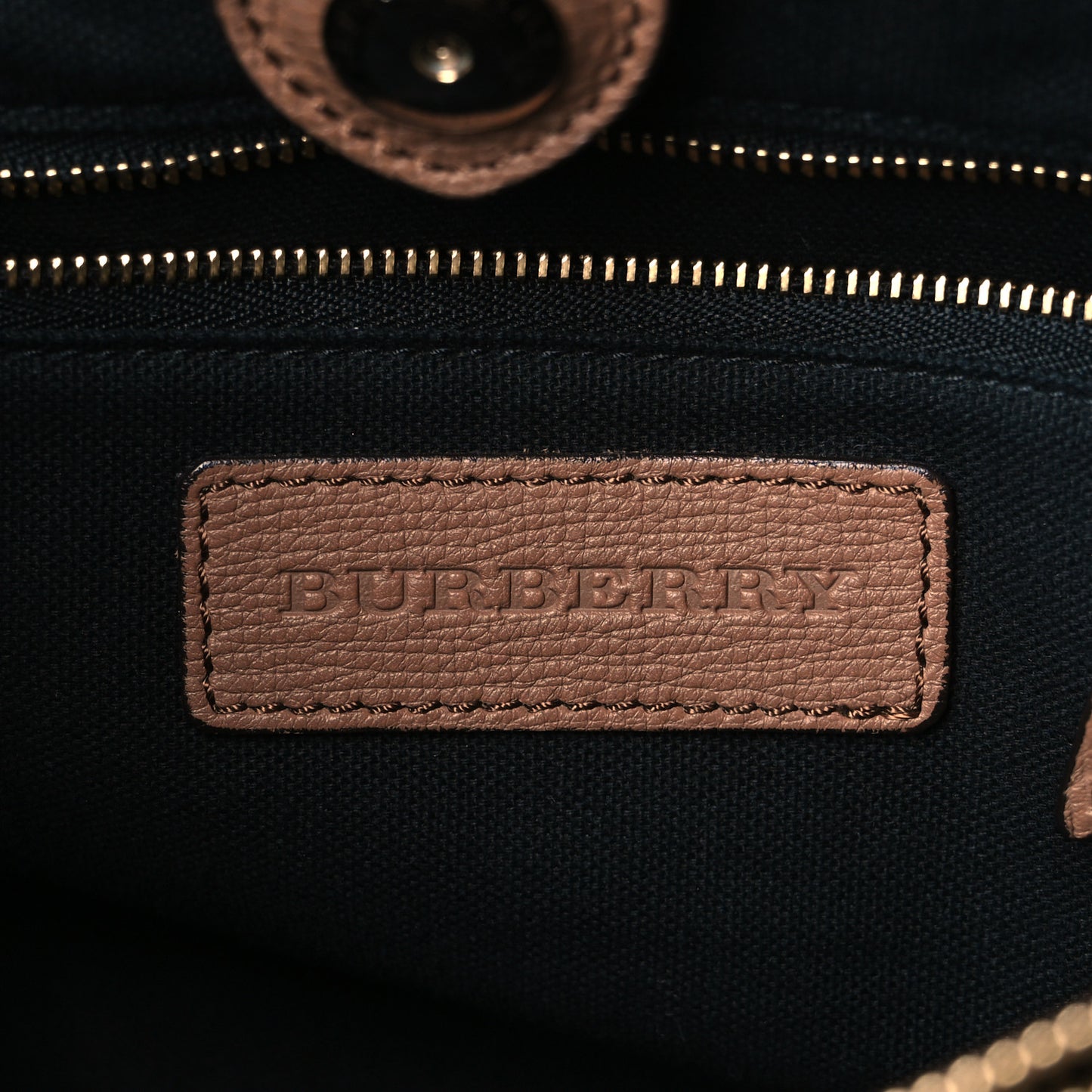 Grainy Calfskin House Check Medium Banner Tote Dark Sand