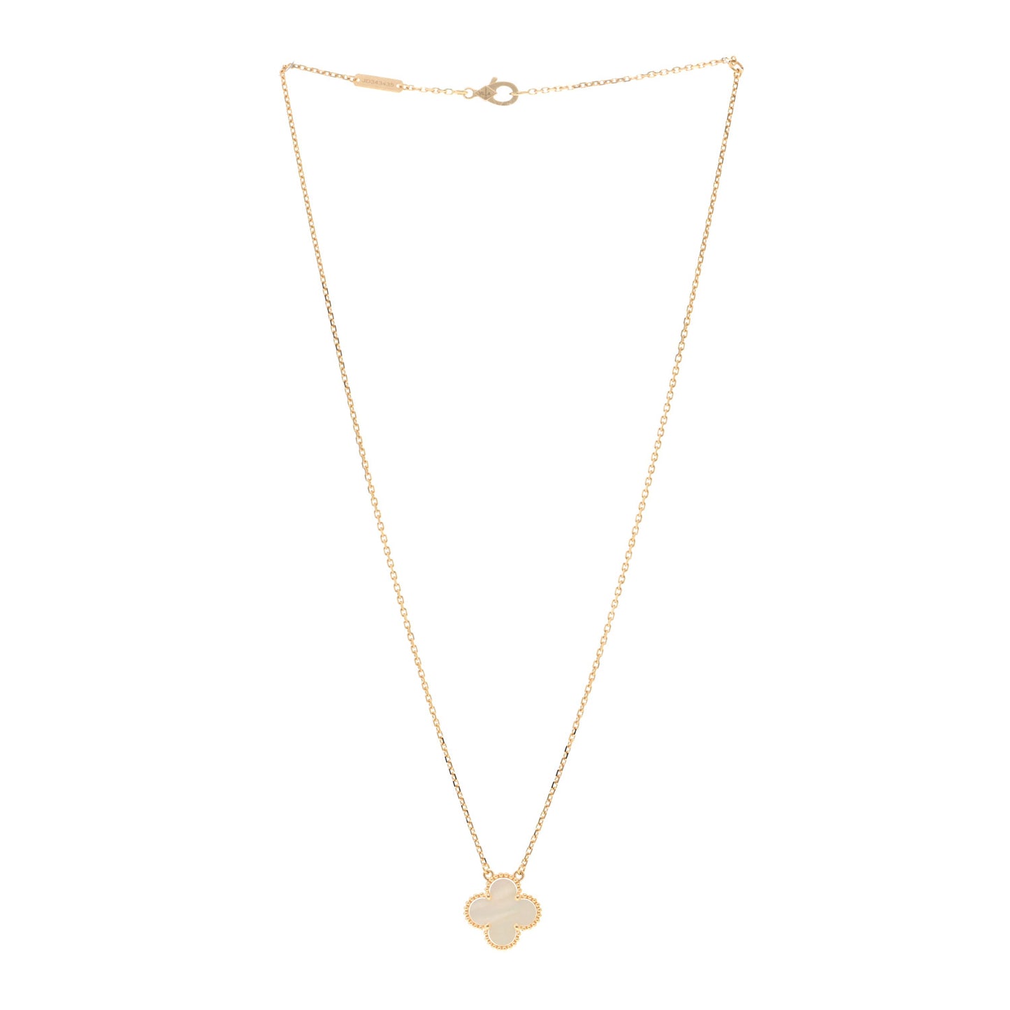 18K Yellow Gold Mother of Pearl Vintage Alhambra Pendant Necklace