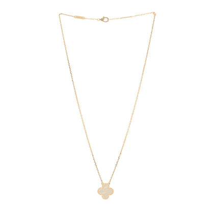 Van Cleef & Arpels 18K Yellow Gold Mother of Pearl Vintage Alhambra Pendant Necklace 3 of 4