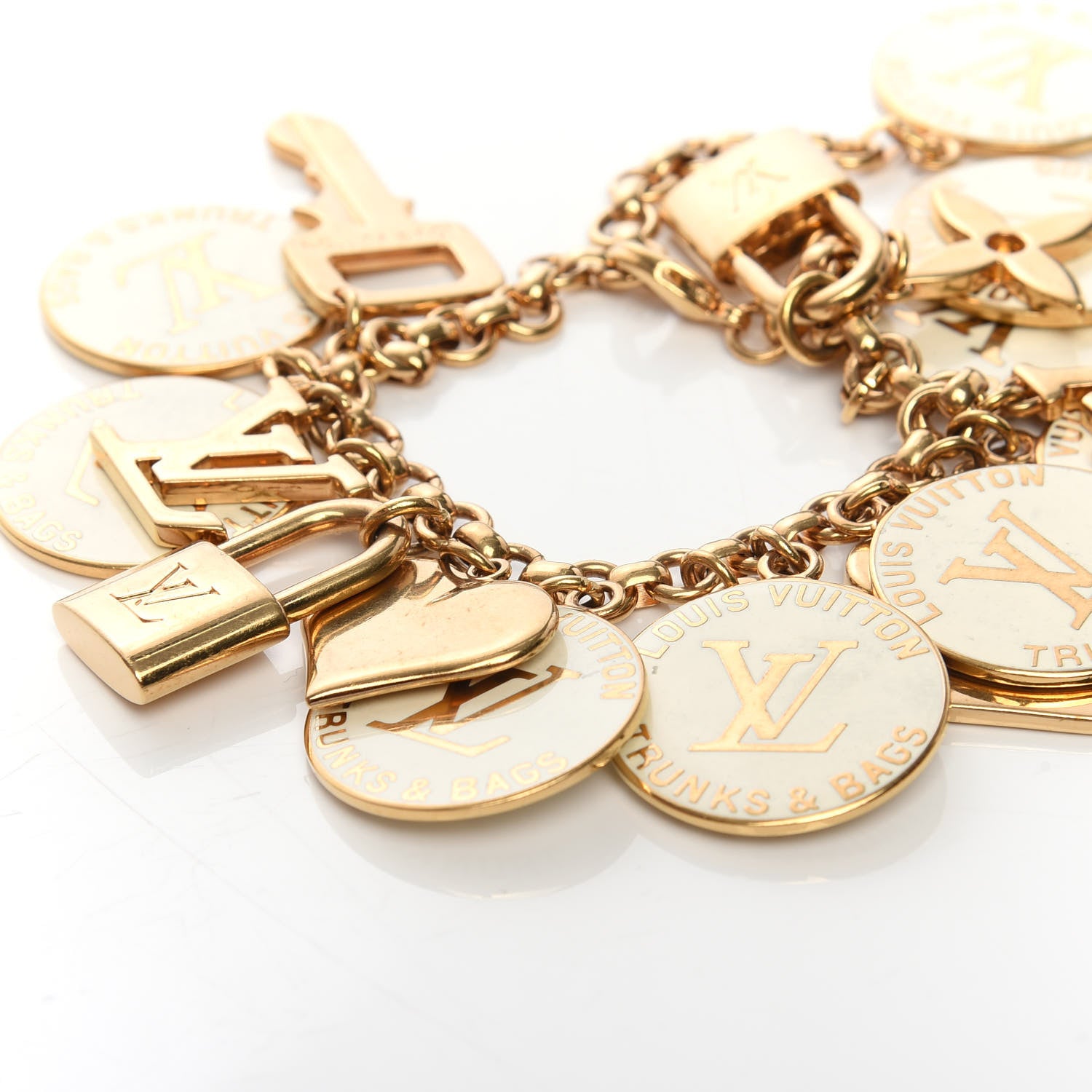 Louis Vuitton Trunks and Bags Breloques Bracelet Gold White 4 of 5