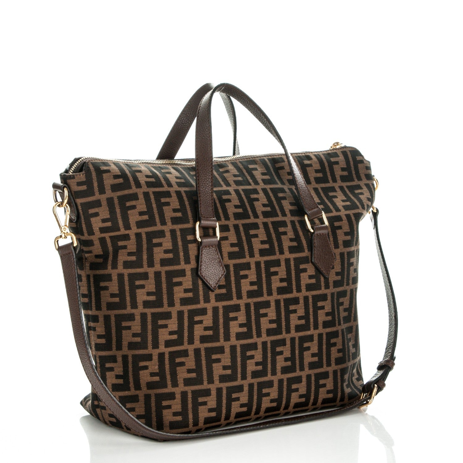 Fendi Zucca Vitello Artic Convertible Tote Tobacco Castagna 3 of 7