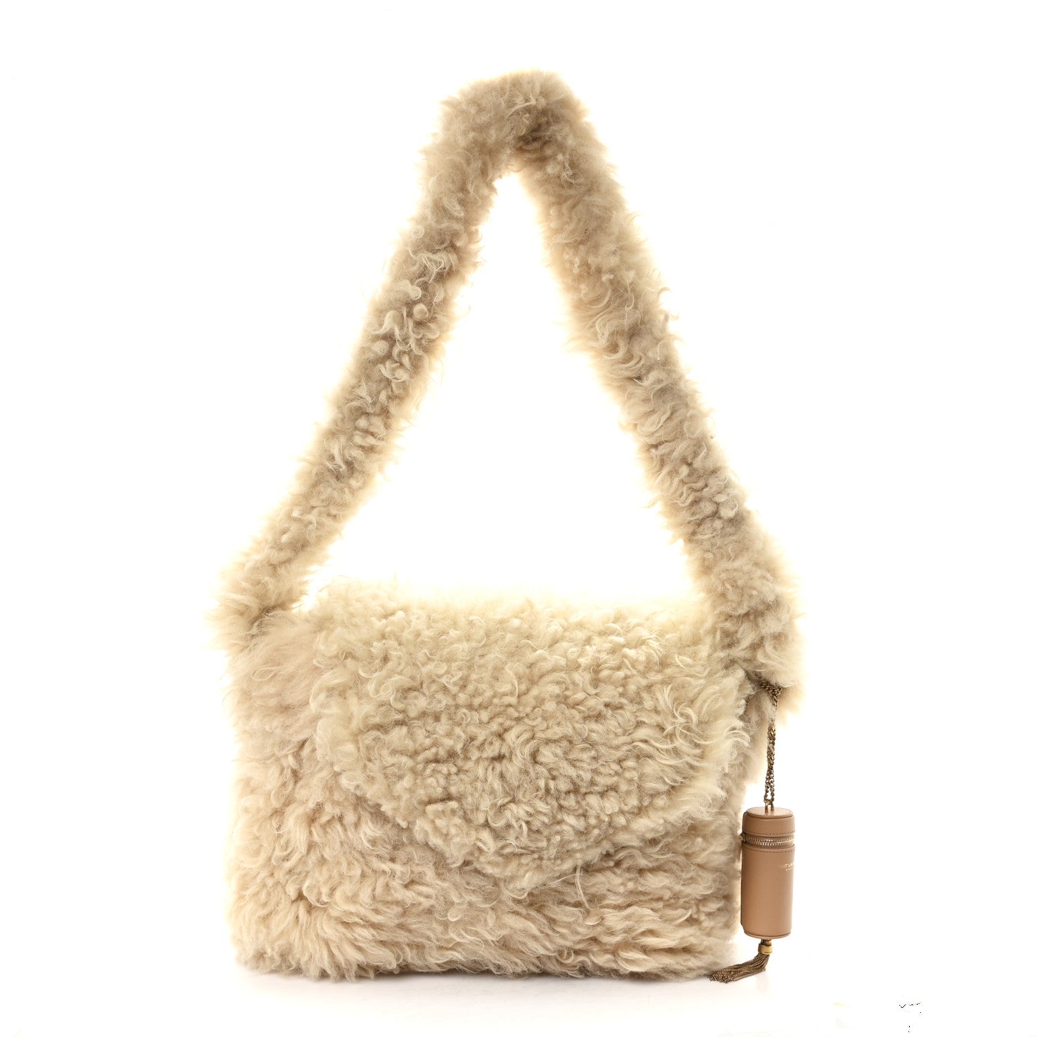 Saint Laurent Shearling Shoulder Bag Natural 1792014 – FASHIONPHILE
