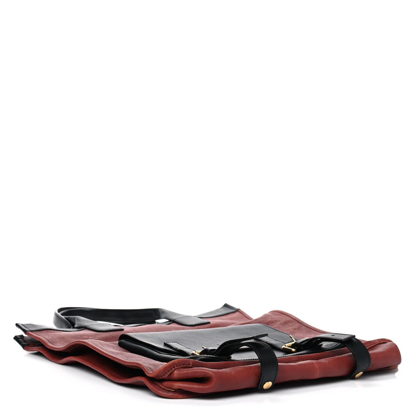 Calfskin Pocket Shopper Tote Holly Berry