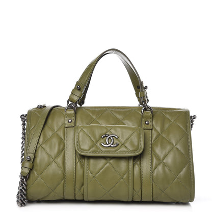 Chanel Calfskin Quilted Small Casual Riviera Bowling Bag Green 1 of 11