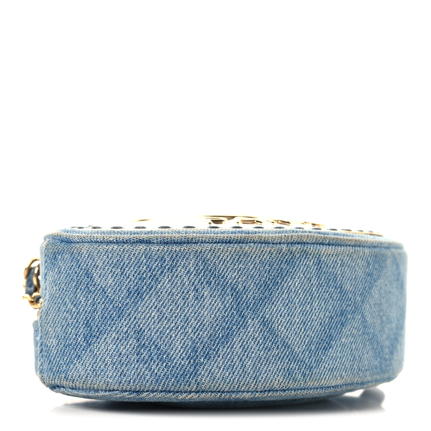 Chanel Denim Printed Chain Clutch Dark Blue 4 of 10