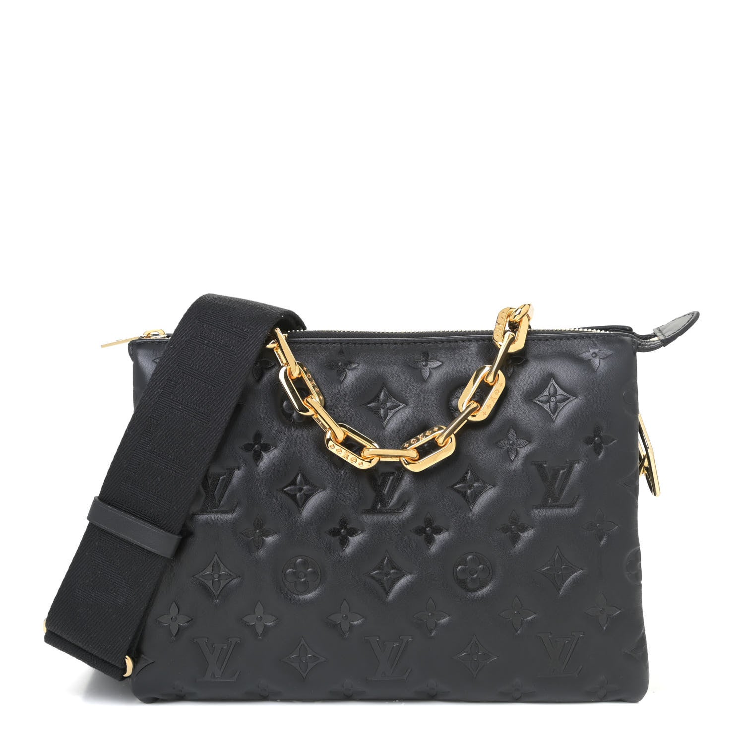 Louis Vuitton Lambskin Embossed Monogram Coussin PM Black 1 of 9