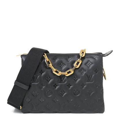 Louis Vuitton Lambskin Embossed Monogram Coussin PM Black 1 of 9