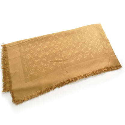 Louis Vuitton Wool Silk Monogram Shawl Caramel 1 of 6