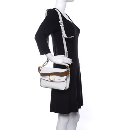 Chloe Calfskin Crocodile Embossed Small C Double Carry Brilliant White 2 of 11