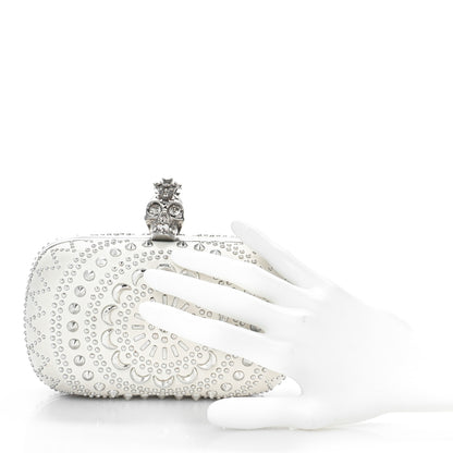 Alexander McQueen Nappa Studded Crochet Skull Box Clutch Ivory 2 of 10