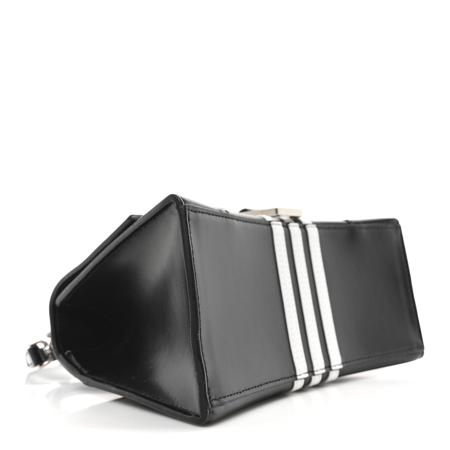 Balenciaga X ADIDAS Shiny Box Calfskin Small Hourglass Top Handle Bag Black White 4 of 9