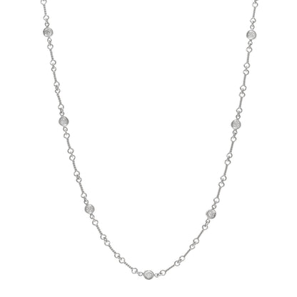 Roberto Coin ROBERTO COIN 18K White Gold Diamond By the Inch Seven Station Dog Bone Necklace 1 of 5