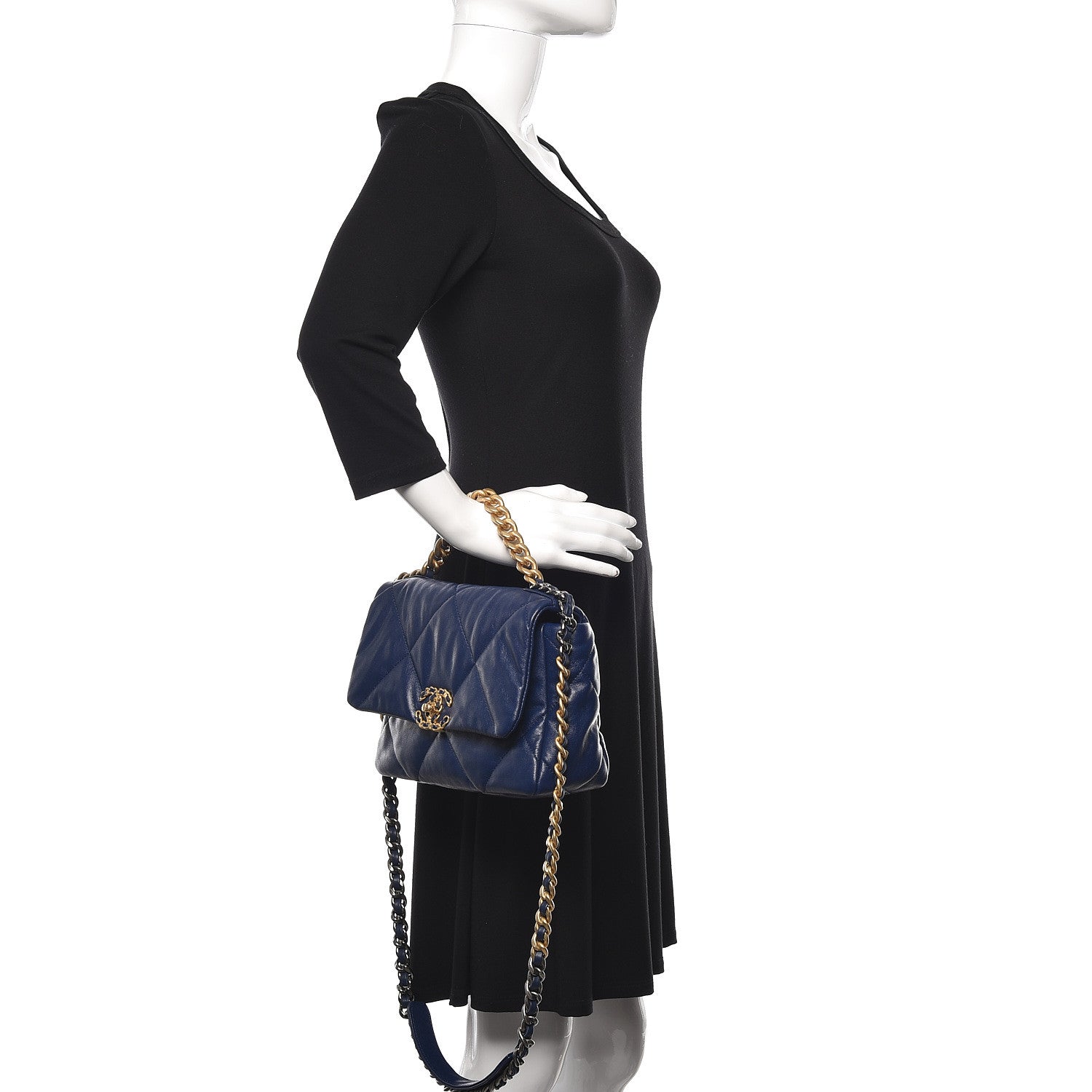 Chanel Goatskin Quilted Medium 19 Flap Dark Blue 2 of 11