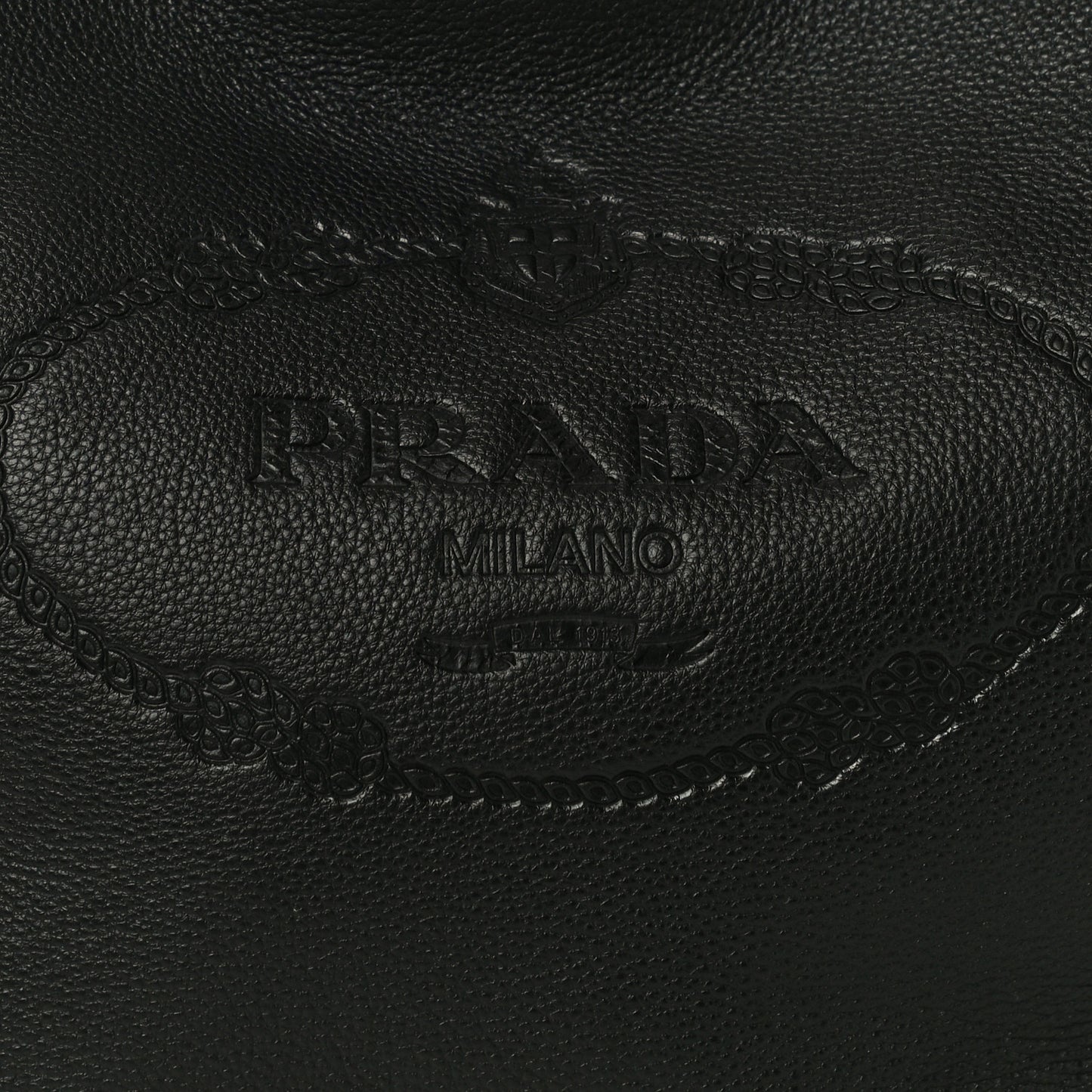 Vitello Phenix Embossed Logo Hobo Black