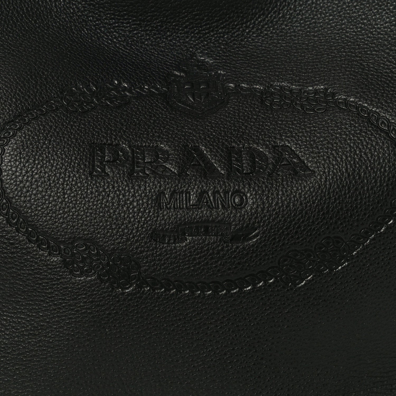 Prada Vitello Phenix Embossed Logo Hobo Black 7 of 9