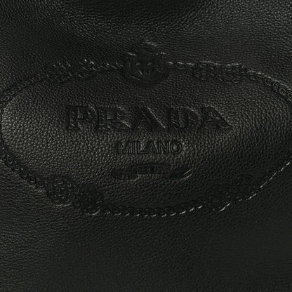 Prada Vitello Phenix Embossed Logo Hobo Black 7 of 9
