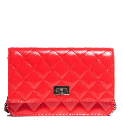 Chanel Glazed Calfskin Quilted Reissue Wallet On Chain WOC Red 1 of 10