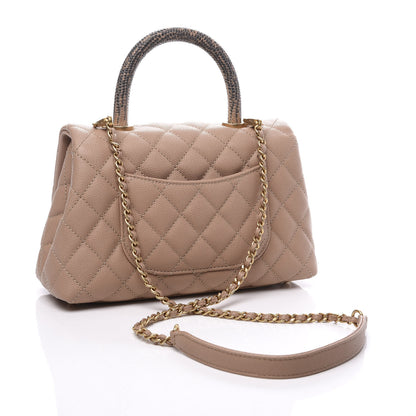 Chanel Caviar Elaphe Quilted Mini Coco Handle Flap Beige 2 of 9