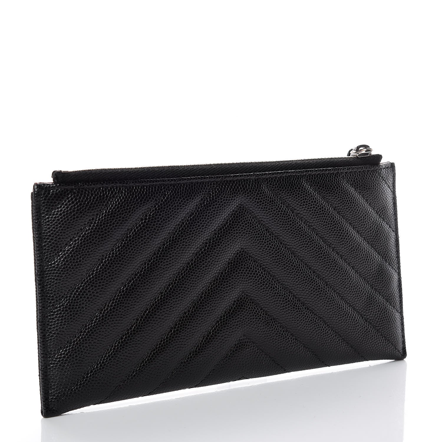 Chanel Caviar Chevron Quilted Zip Pouch Black 3 of 8