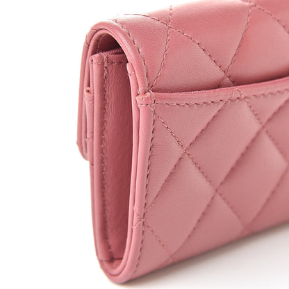 Chanel Lambskin Quilted Flap Card Holder Pink 12 of 14