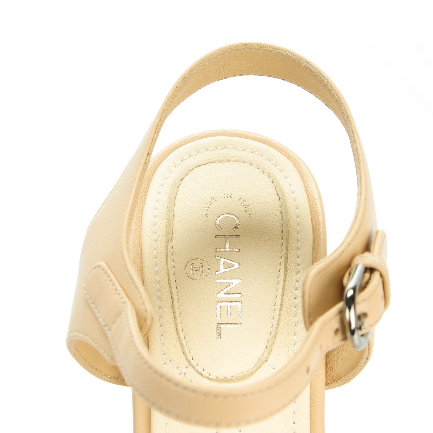 Chanel Lambskin Quilted Reissue Chain Pearl CC Sandals 39 Beige 7 of 9