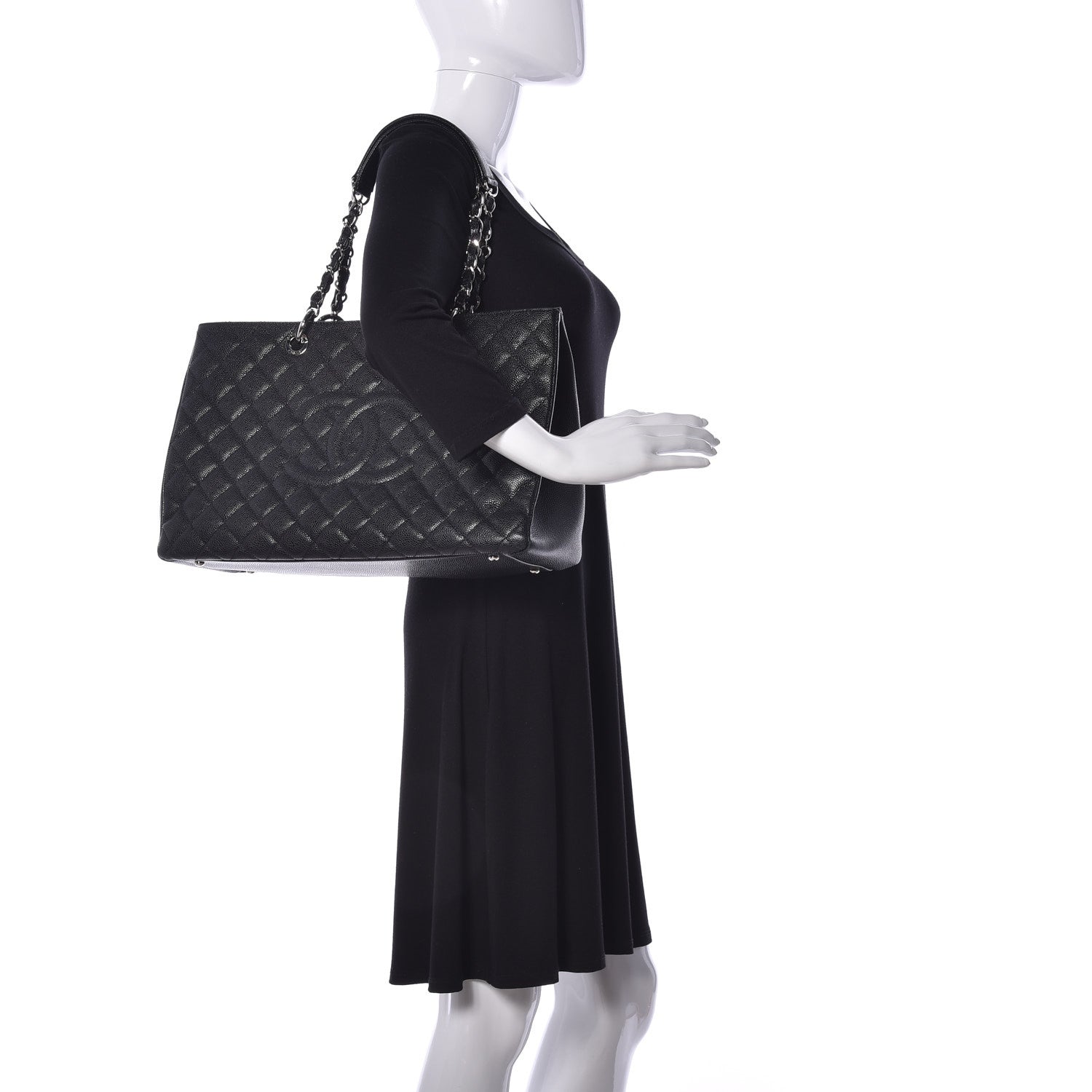 Chanel Caviar Quilted XL Grand Shopping Tote GST Black 2 of 9