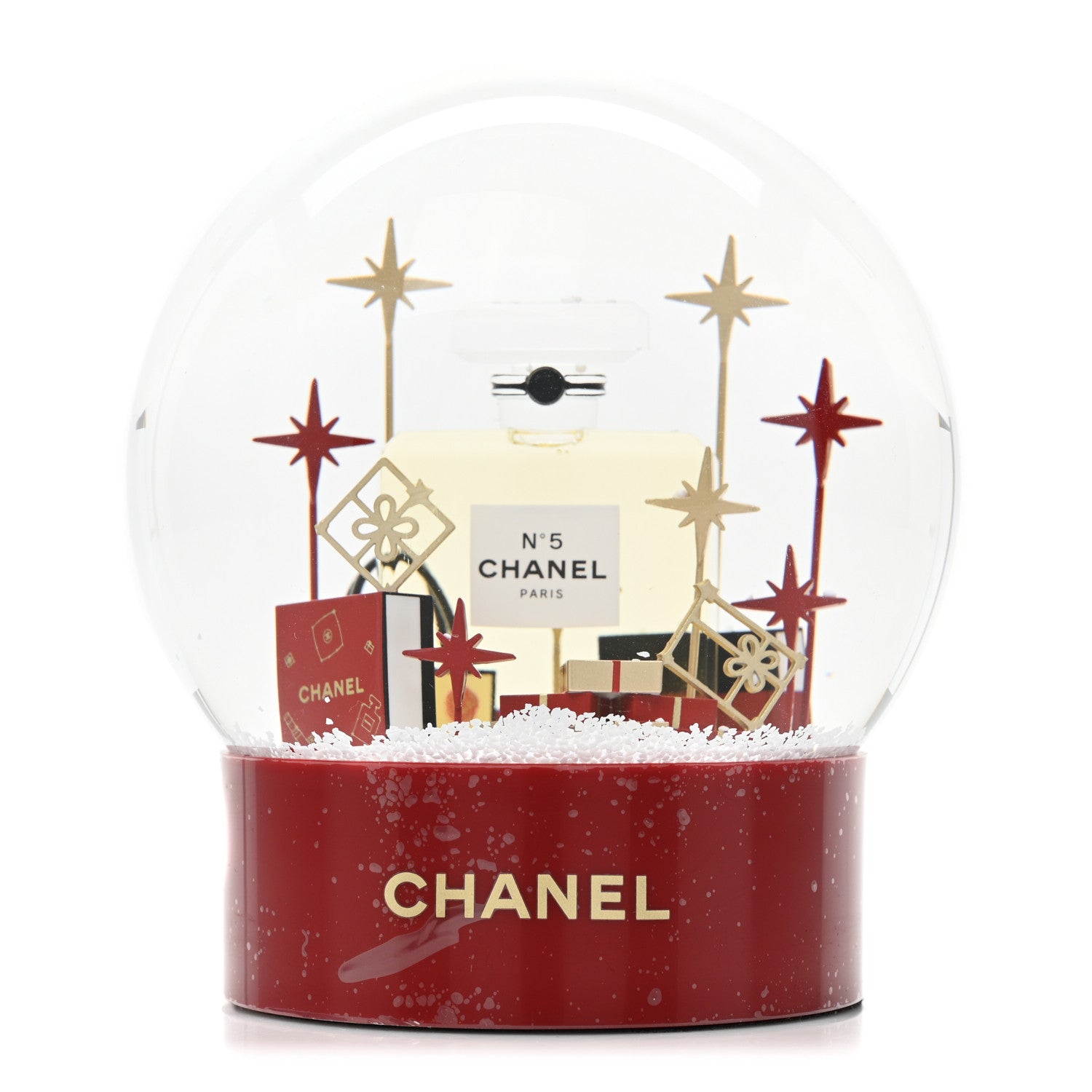 Chanel Glass N°5 Perfume Bottle Snow Globe Red 1 of 6