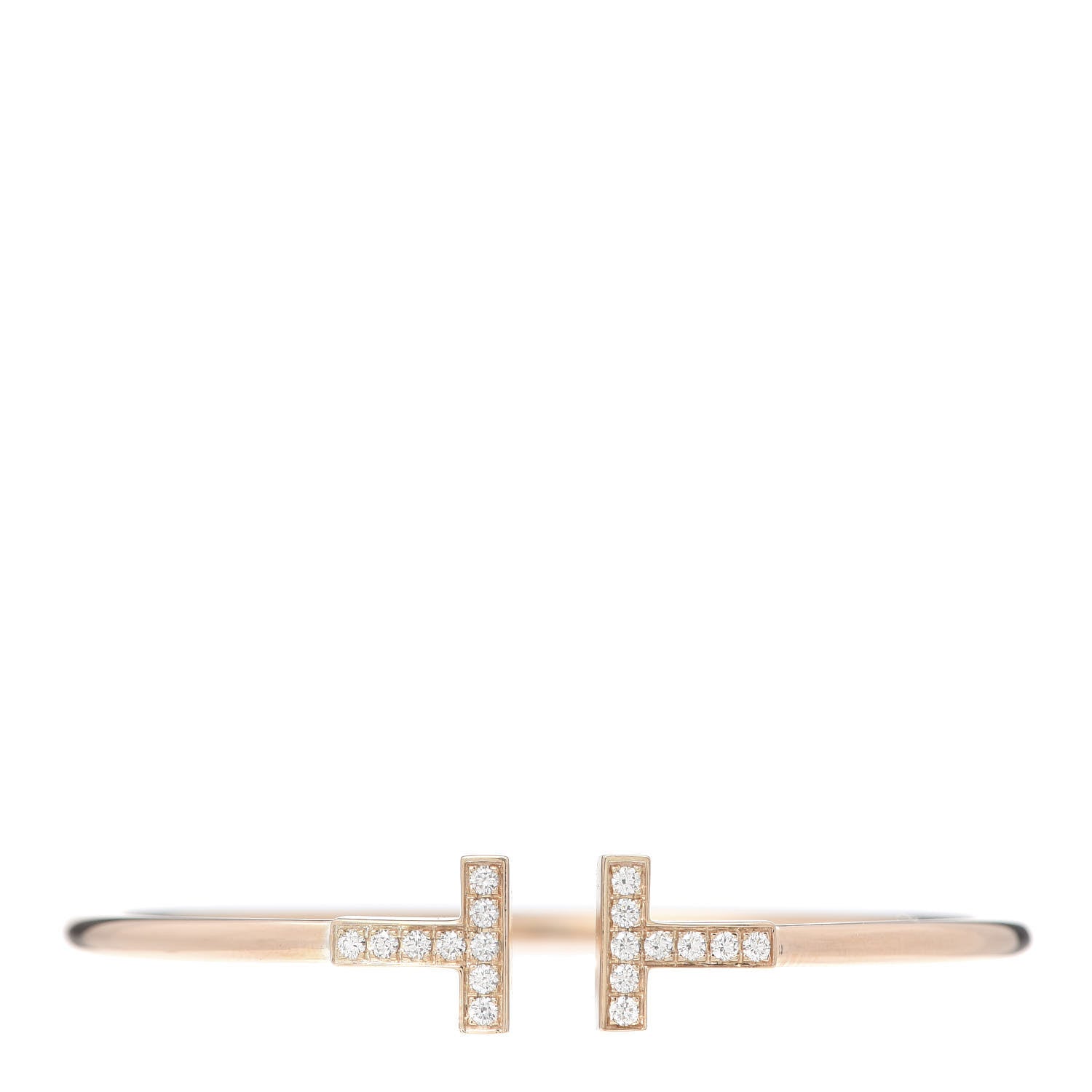 Tiffany 18K Rose Gold Diamond T Wire Bracelet 1 of 5