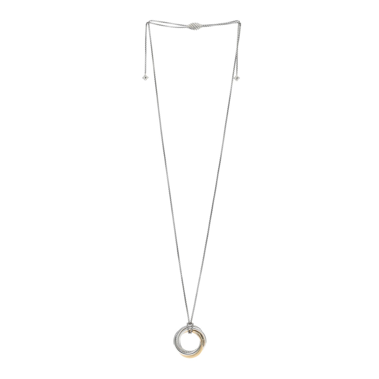 Sterling Silver 14K Yellow Gold 28mm Crossover Pendant Necklace