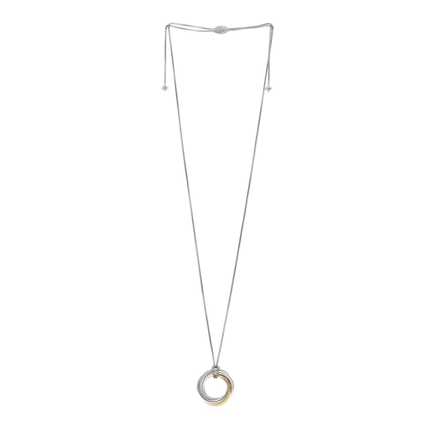 David Yurman Sterling Silver 14K Yellow Gold 28mm Crossover Pendant Necklace 2 of 4