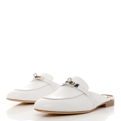 Hermes Calfskin Oz Mules 37 White 3 of 10