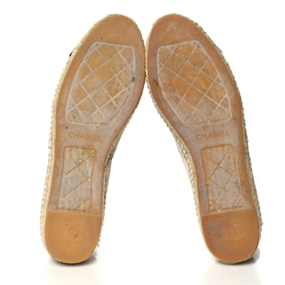 Chanel Calfskin Grosgrain CC Espadrilles 40 Ivory Black 5 of 10